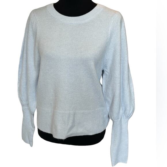 New ~ CECE ~ Beautiful baby blue PUFF Long Sleeve Crew Neck Sweater S - Picture 1 of 5